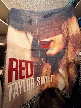 Taylor Swift Red and Beige Graphic Woven Throw
